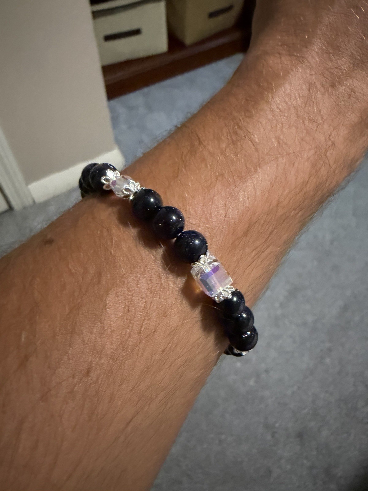 Blue Sandstone Crystal Bead Bracelet