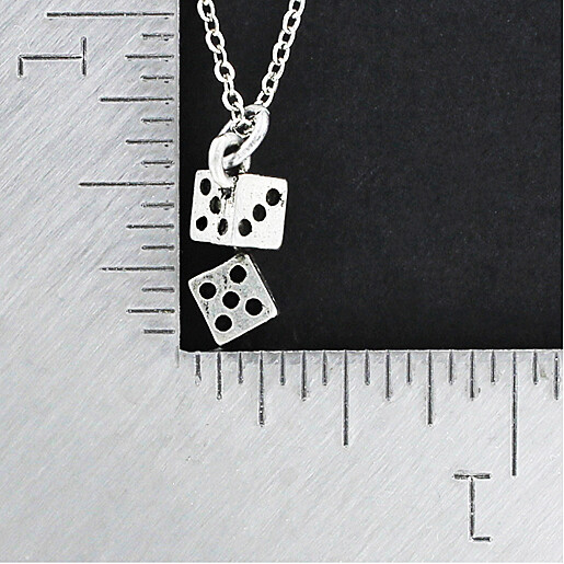 Pewter Dice Necklace Lucky Pair of Dice Pendant on Chain or Charm Only Gamer Gif