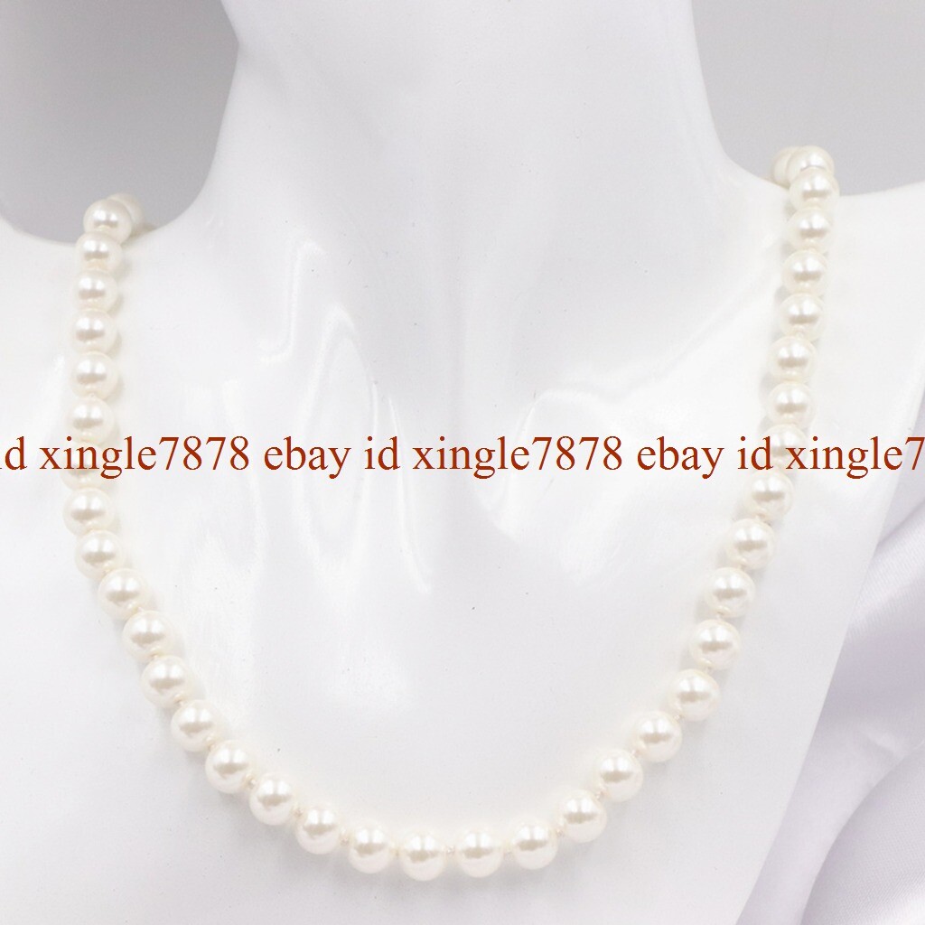 Natural 8MM 10MM 12MM South Sea Shell Pearl Round Beads Necklace 20″