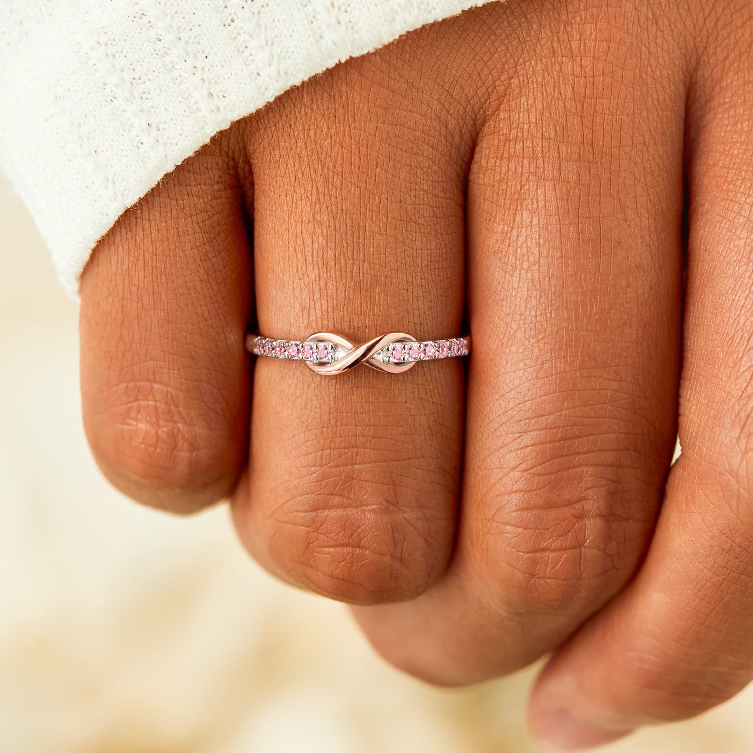 Rose Gold Plated Rings for , Infinity Ring, Pink Promise Rings for Her, Fashi…