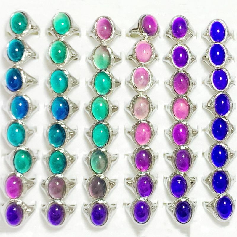 Wholesale 30pcs Oval Vintage Mood Rings Bulk Women Change Color Finger Jewelry