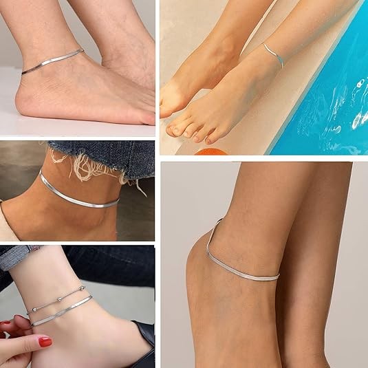 Titanium Steel Snake Bone Chain Anklet Women’s Ankle Foot Jewelry Bracelet Gifts