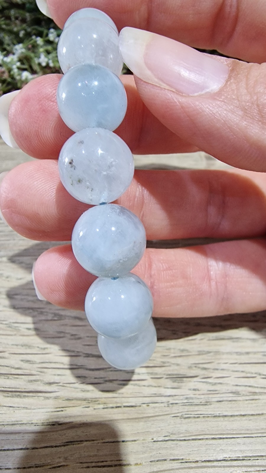 Aquamarine Crystal Beads Bracelet Elasticated 11.7mm