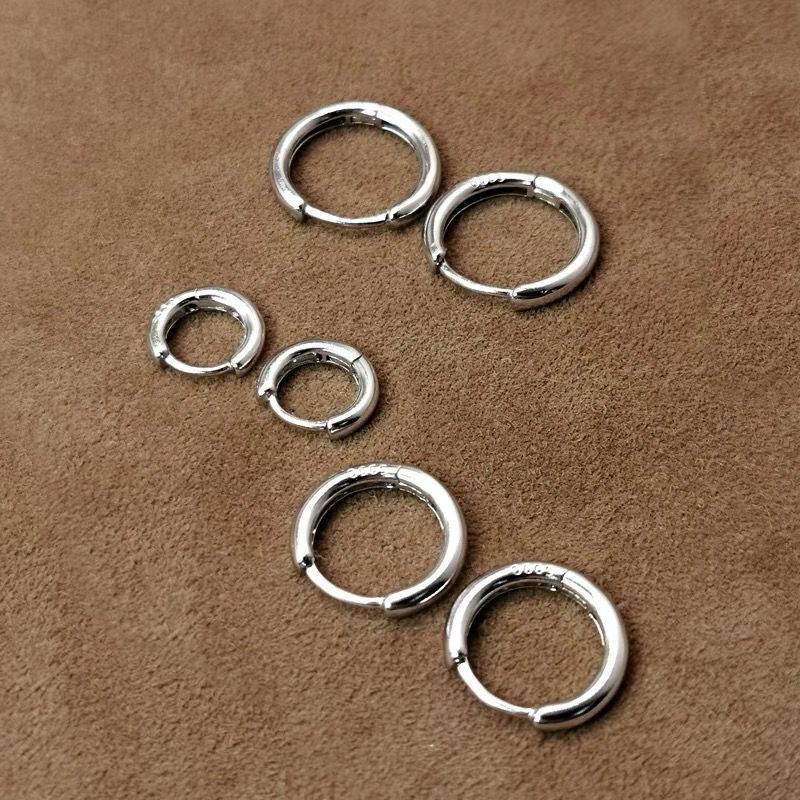 Surgical Steel Round Huggie Hoop Earrings Men Women Trendy Jewelry 8-20mm 2Pcs