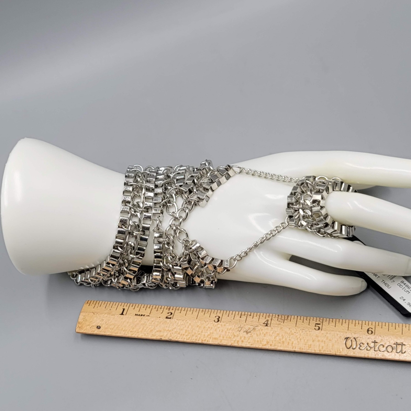 NWT AKIRA CHICAGO Slave Bracelet Silver tone Chain Punk Rock LUCIA Adj NEW