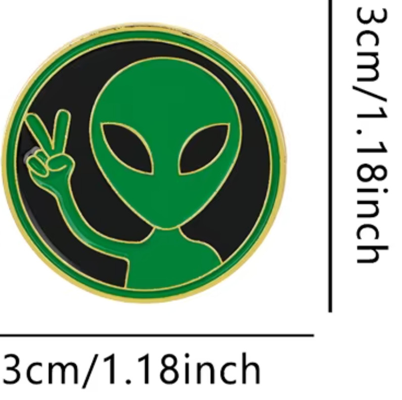 ALIEN-PEACE SIGN-PIN-2 OR MORE PINS $5.49 SHIPPING-SPEND $20 SHIPPING FREE