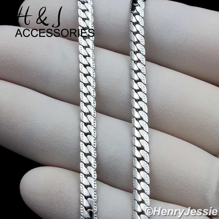 18″-40″MEN Stainless Steel 6mm Silver Diamond Cut Miami Curb Chain Necklace*161