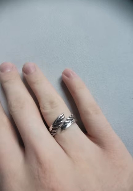1 Pcs of 925 Sterling Silver Angel Wing Feather Adjustable Ring Wedding Jewelry