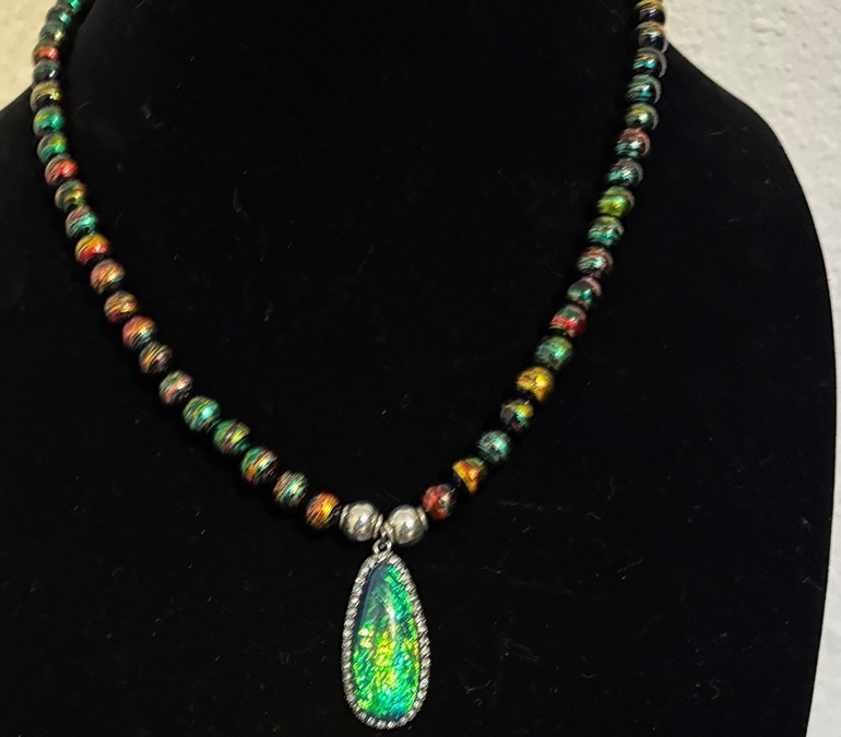 Necklace made with Rainbow Hematite Beads