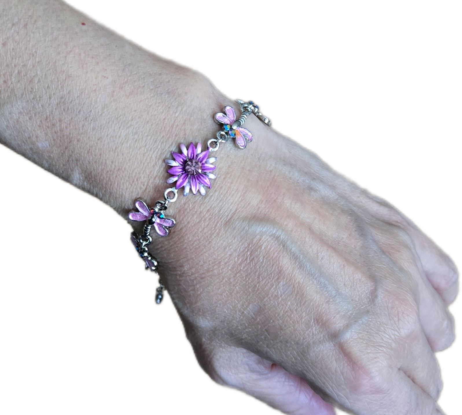 Wholesale Bracelets Lot of 12 Rhinestone Butterfly Flower Lobster Clasp Bracelet
