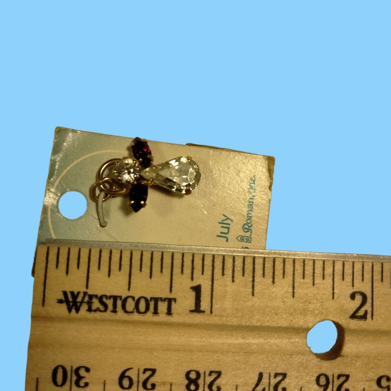 Roman inc July Birthstone Angel Charm Ruby Red Austrian Crystal Pendant 1996 NOS