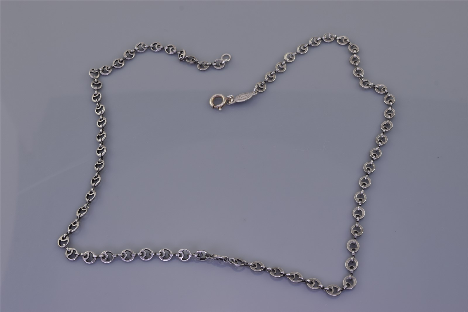 Catherine Popesco Silver 4.5mm Art Nouveau Deco Circle Link Necklace France 18″
