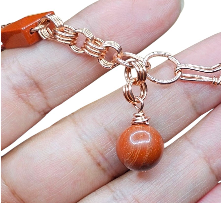 South Red Agate Made With Copper Wire 11mm Bracelet