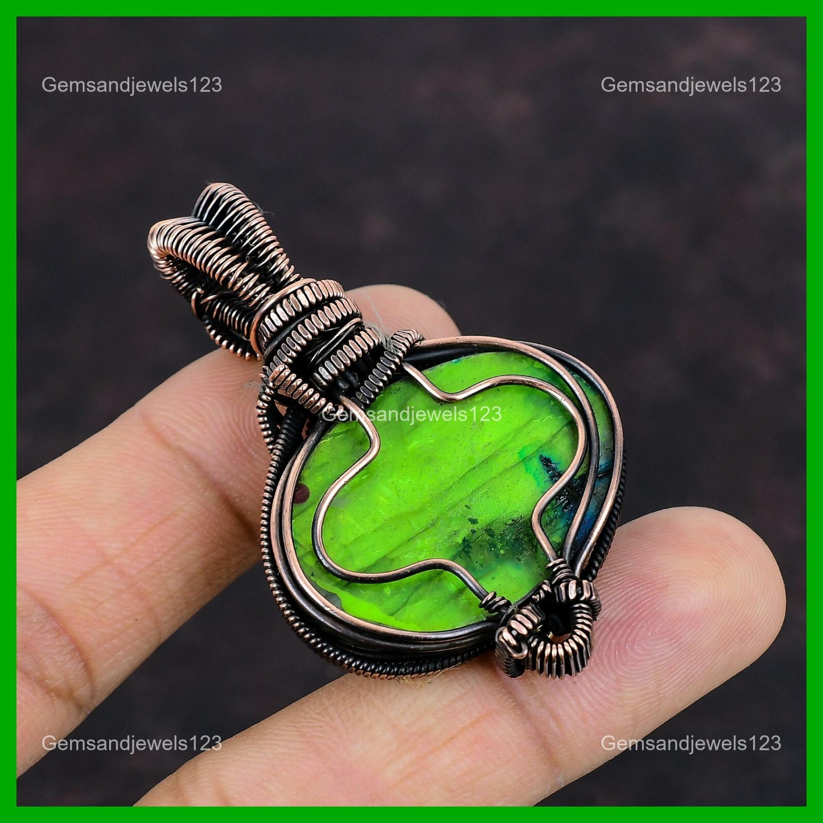Oval Natural Multi Fire Labradorite Rainbow Moonstone New Pendant Jewelry Copper