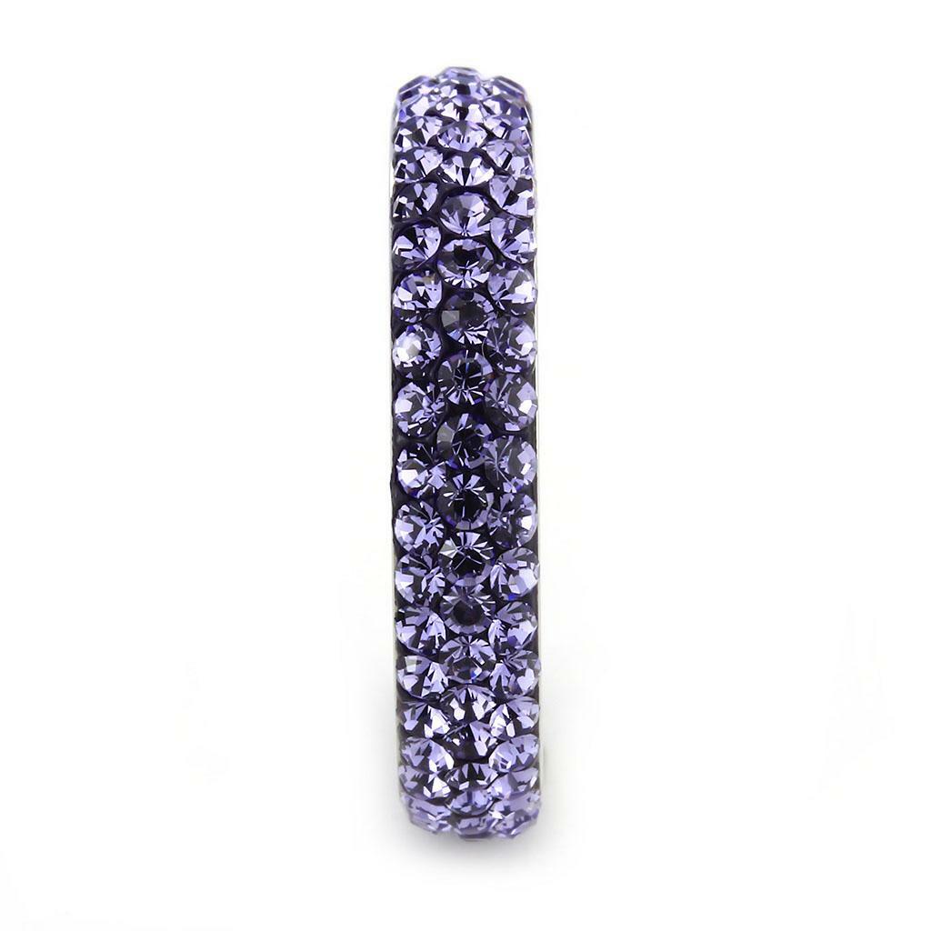 TK3540 – High polished (no plating) Stainless Steel Ring with Top Grade Crystal