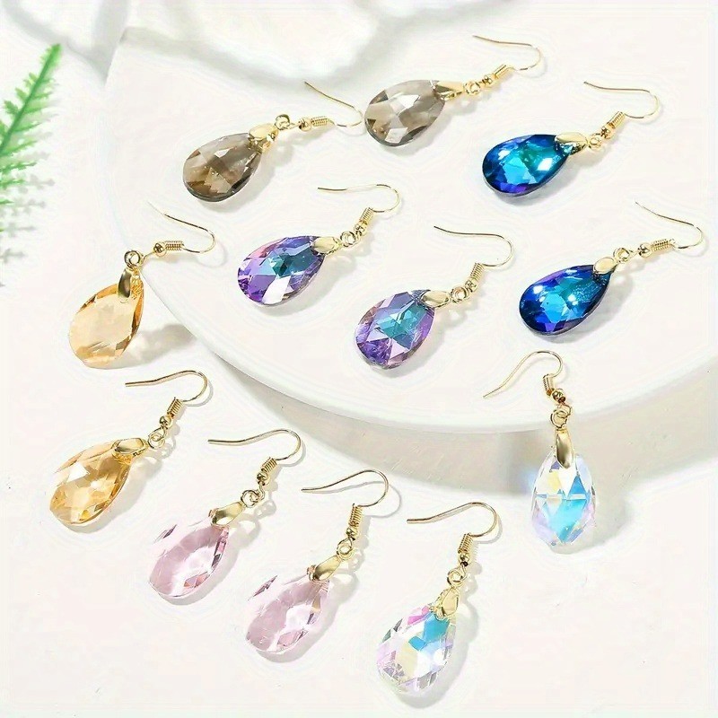 6/12/18Pairs Crystal Drop Earrings Bride Womens Suits Teardrop Druse Dangle Gift