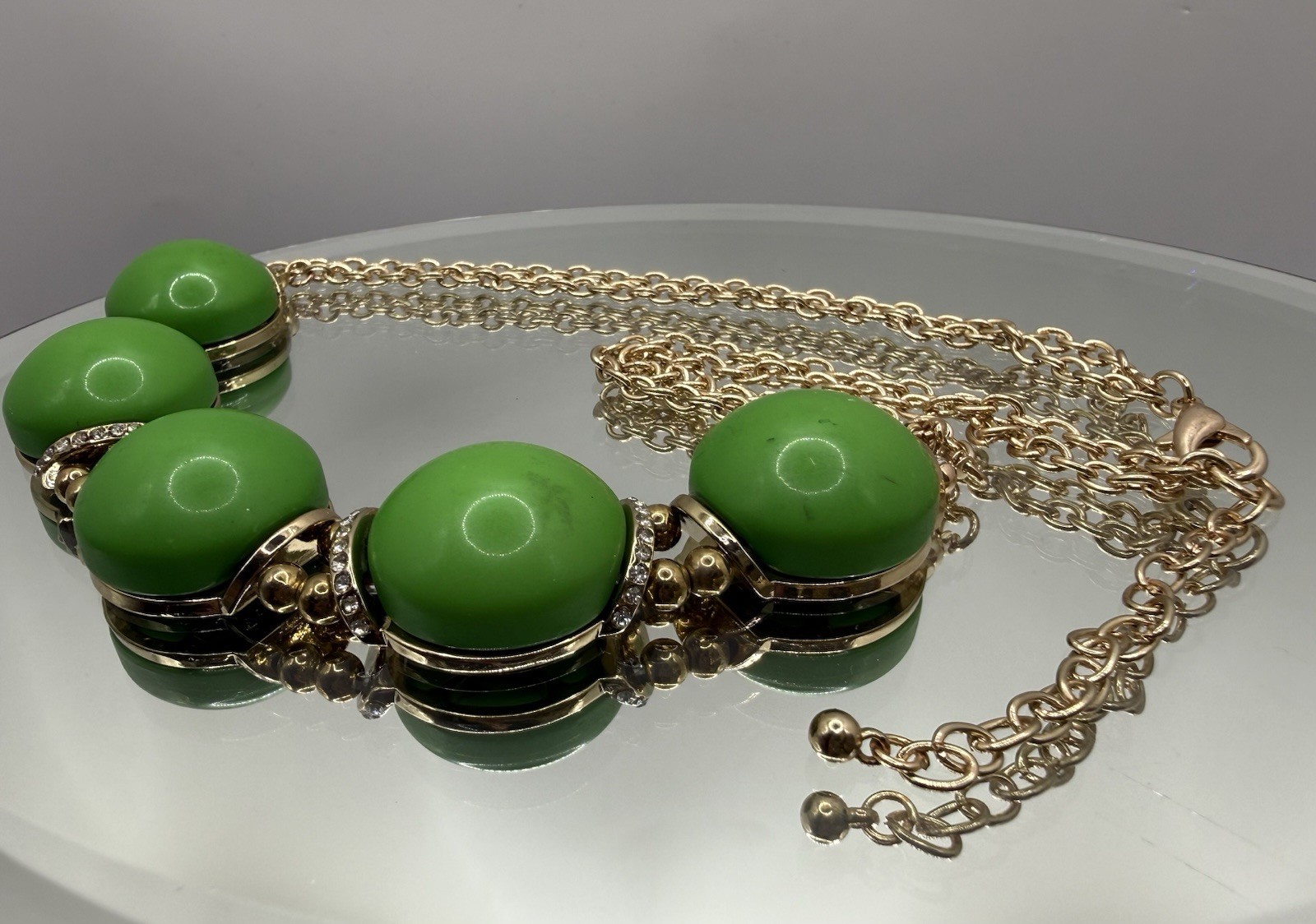 Dressbarn 3 Pc Lime Green Statement Jewelry Set Necklace Bracelet Earrings