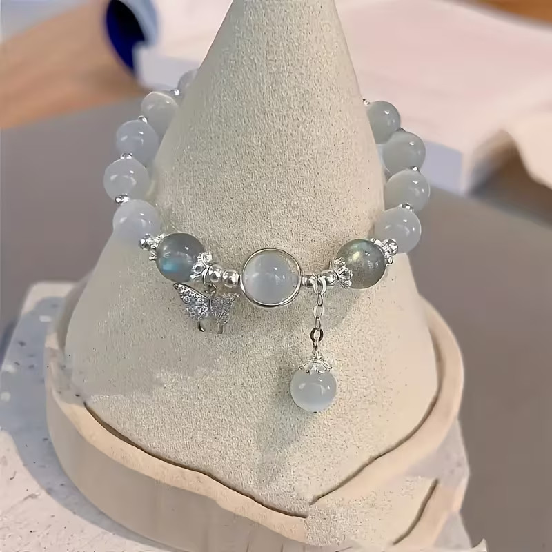 Charming Glass Cat’s Eye Star Butterfly Bracelet Stretchable about 7-8 inch