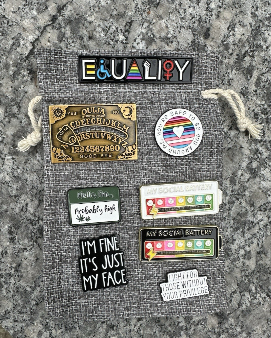My Social Battery Pin ~ Black & Gold Enamel with Moveable Hand | Gift Edition