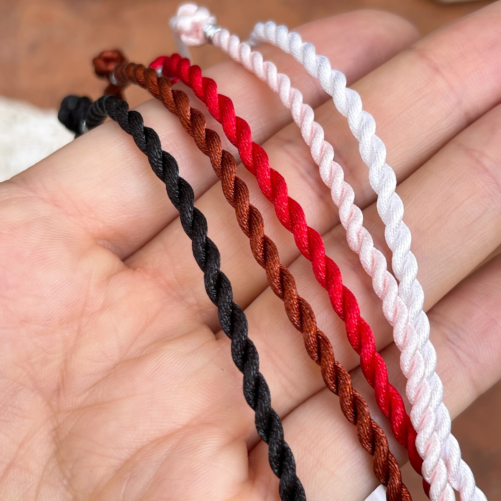 Black, Red, White, Pink Orange Satin Twisted 3mm Cord Necklace 16-18″ Adjustable