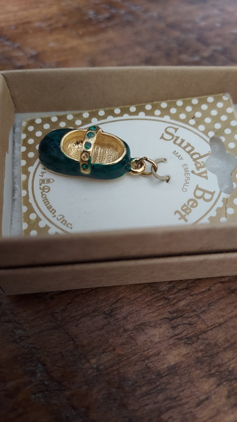 Roman Inc 1″ Charm Itty Bitty Baby Green Mary Jane Shoe Rhinestone Jewelry NWT