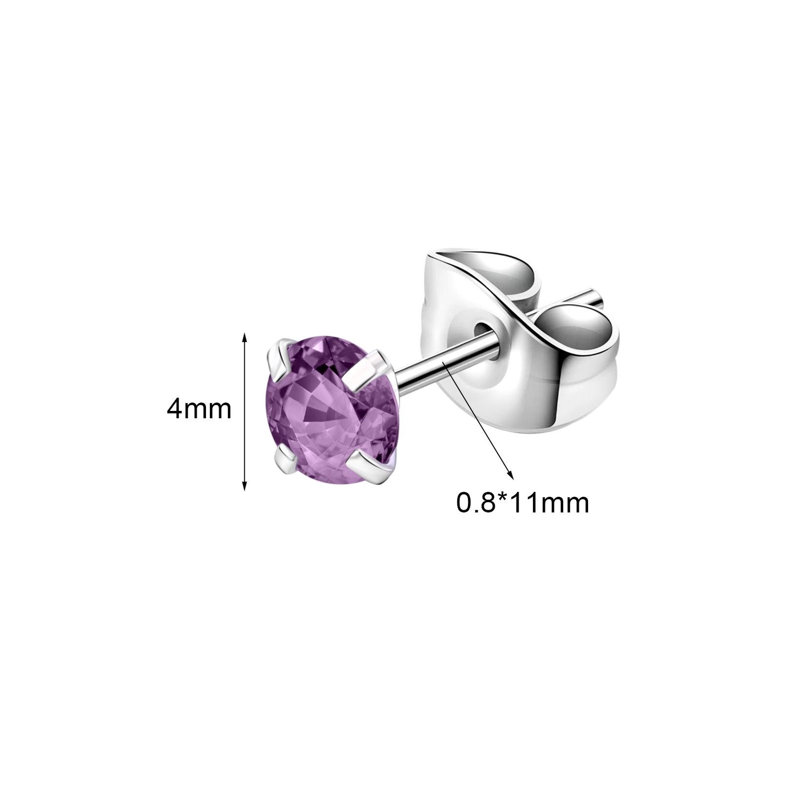 1 Pair 20G Stainless Steel Stud Earrings CZ Ear Studs Cartilage Piercing Jewelry