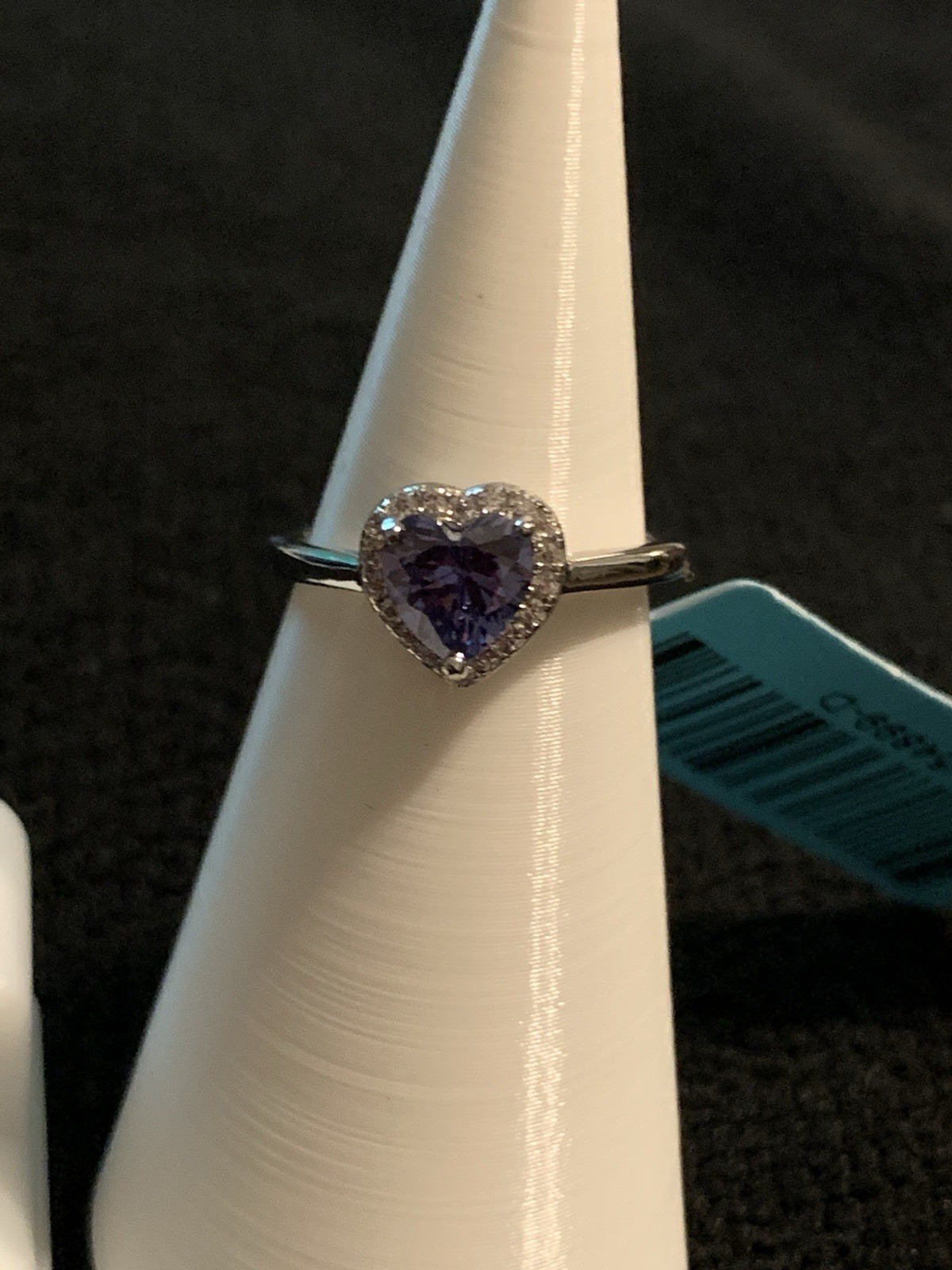 925 Sterling Silver Tanzanite And CZ Ring And Earrings Set Size 5