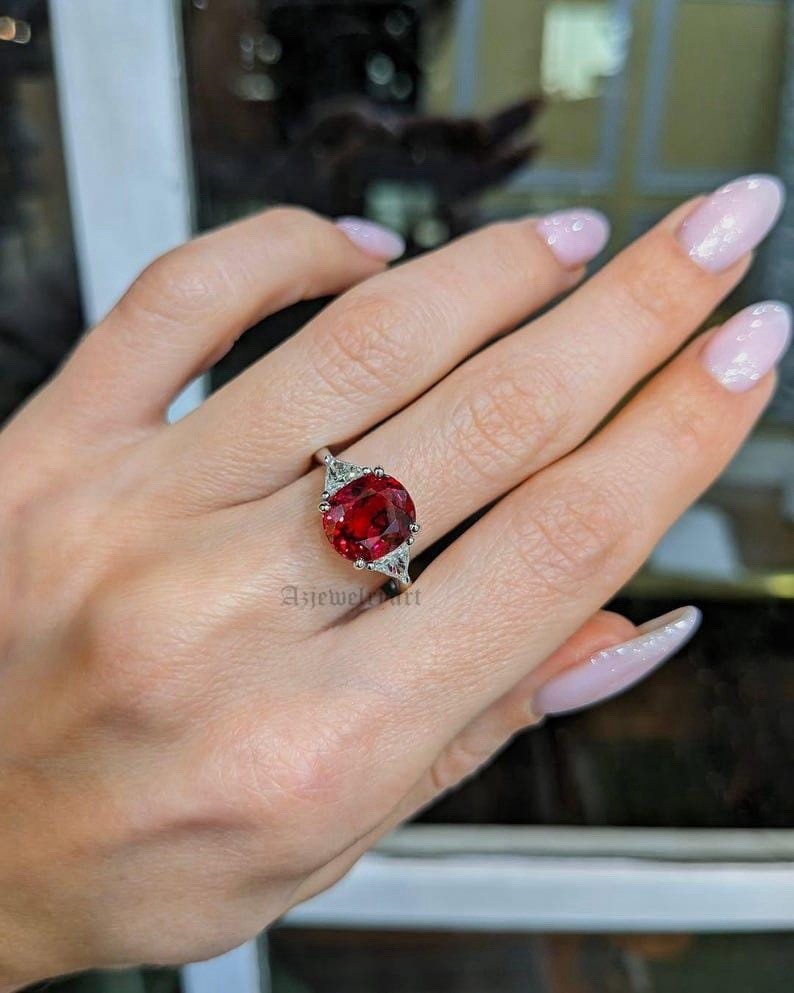 Vintage Cushion Cut Ruby Ring 925 Sterling silver Women’s Ring Gift For Her.