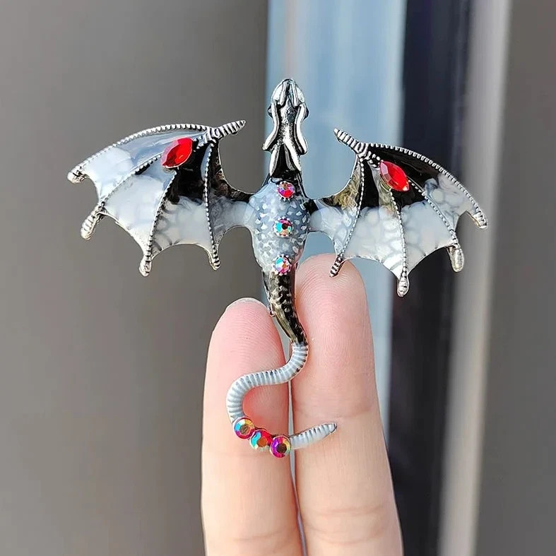 1pc Dragon Brooch Pin Enamel Crystal Animal Badge Jewelry Gift – Animal Pins*