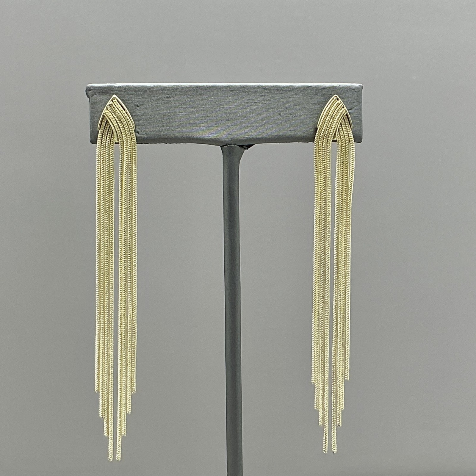 Earrings Gold Tone Tassel Dangle Drop Womens Long Fringe Statement Jewelry 3 In