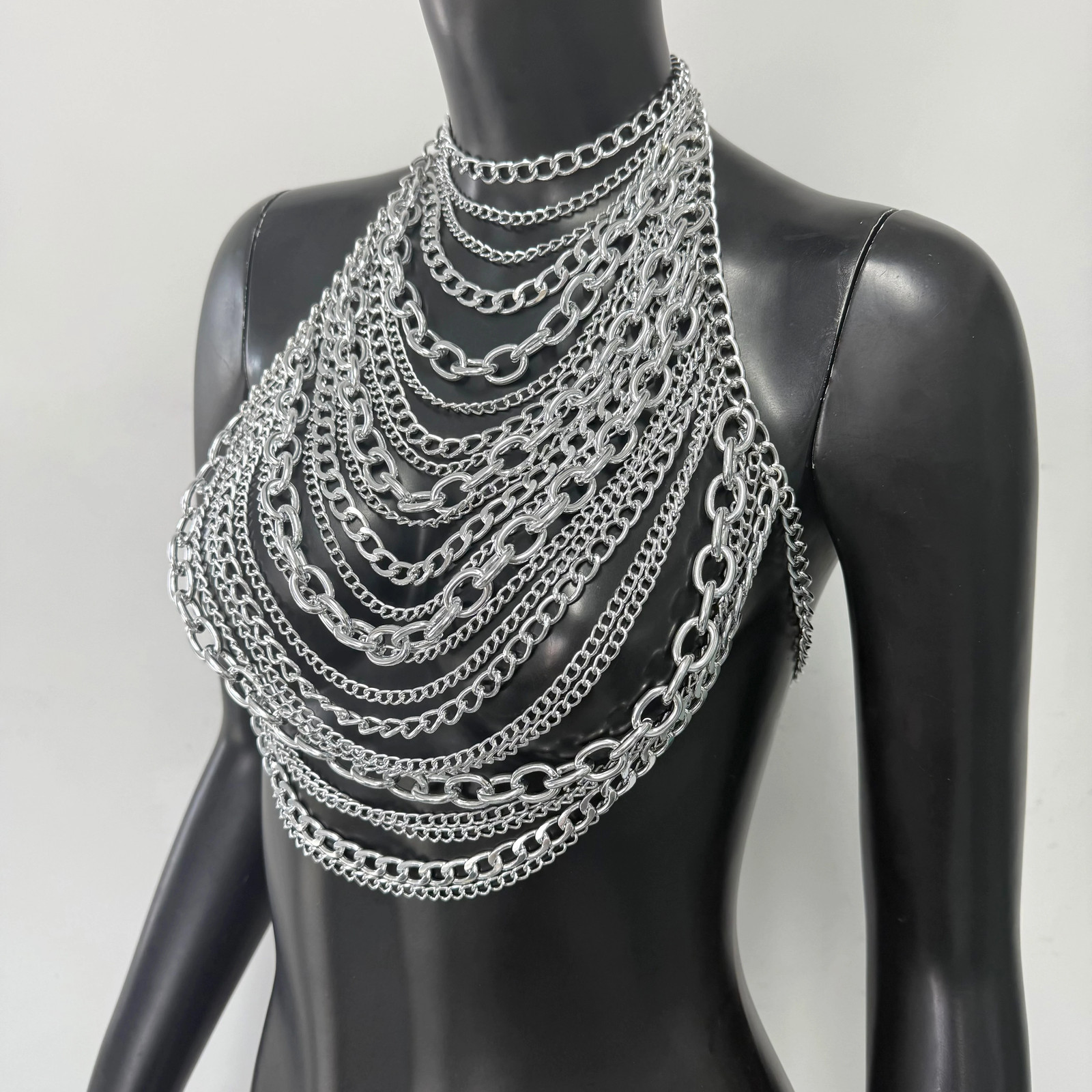 Body Chain White Pearl Suspender Silver Chain Top Metal Layered pearl