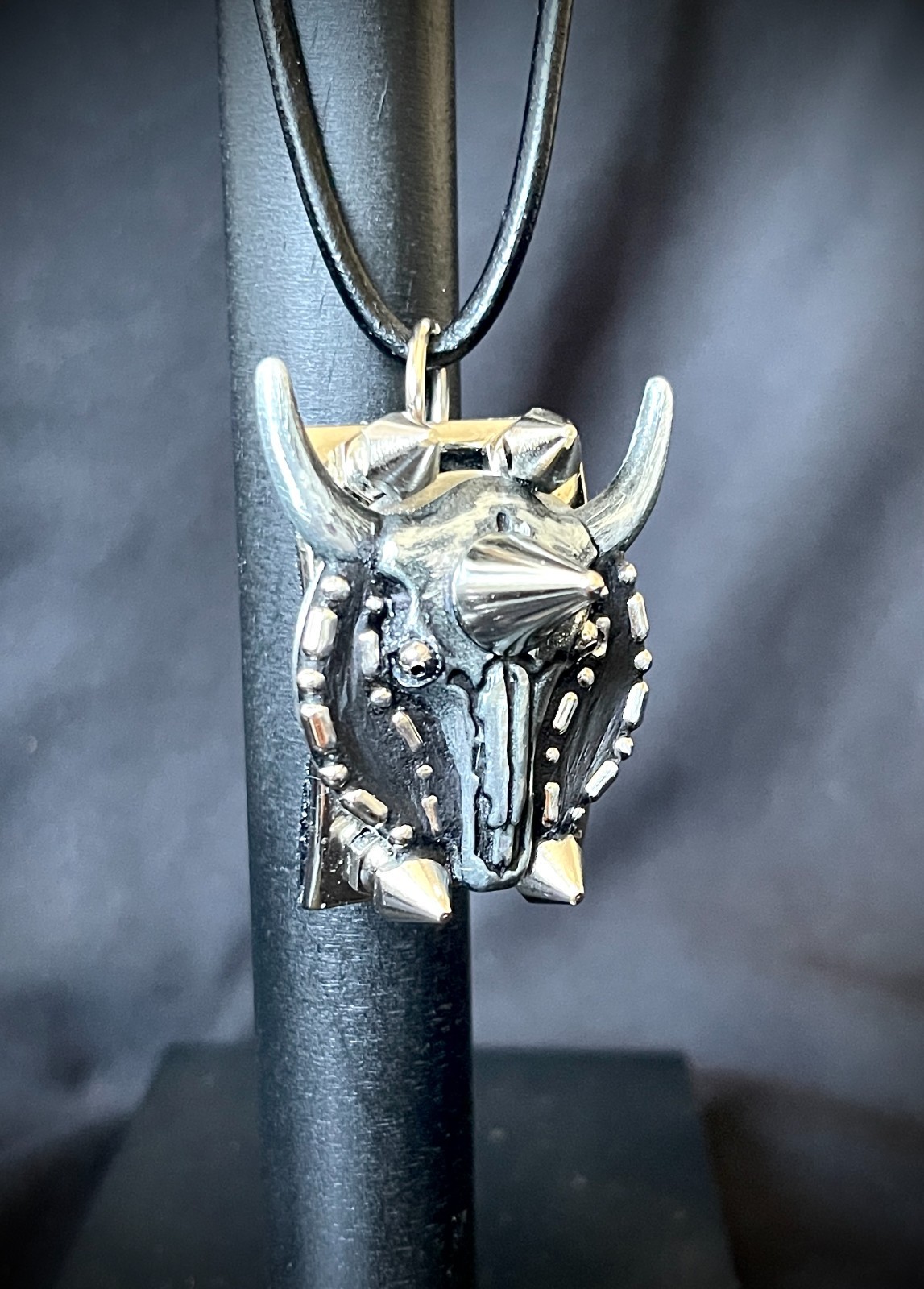 “SHADOWHORN RELIC” OOAK Pendant Necklace Ind. Gothic Steer Skull Darren McNeese