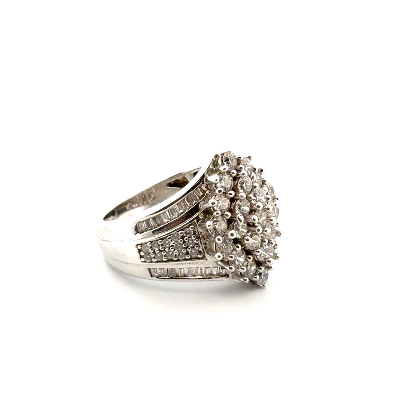 Size: 7.5 SJ 925 Sterling Silver Cubic Zirconia Cluster Statement Ring 9.1g
