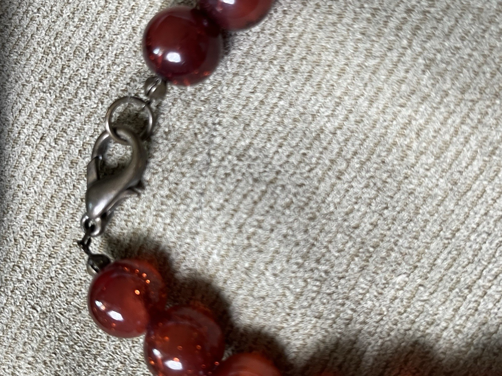 Vintage Graduated Red Resin Bead Necklace Faux Goldstone Flakes Retro Boho