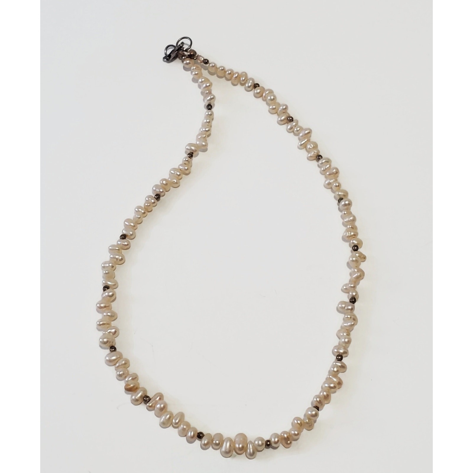 Champagne Freshwater Pearl & Sterling Silver Bead Necklace 17 in.