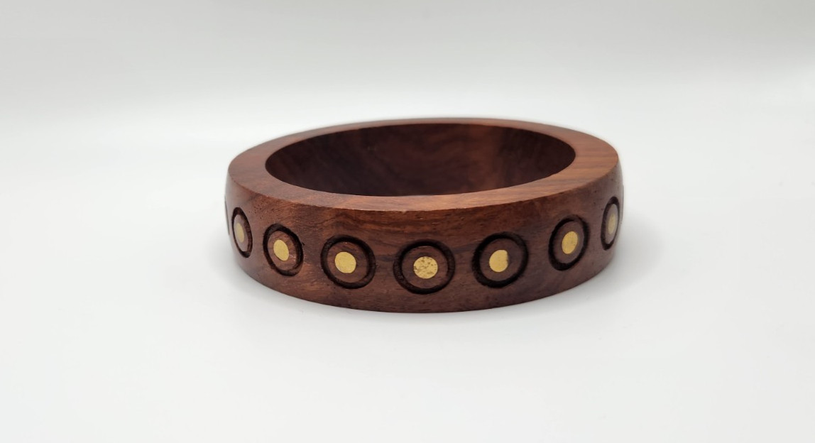 Wood and Brass Boho Style Bangle Bracelet