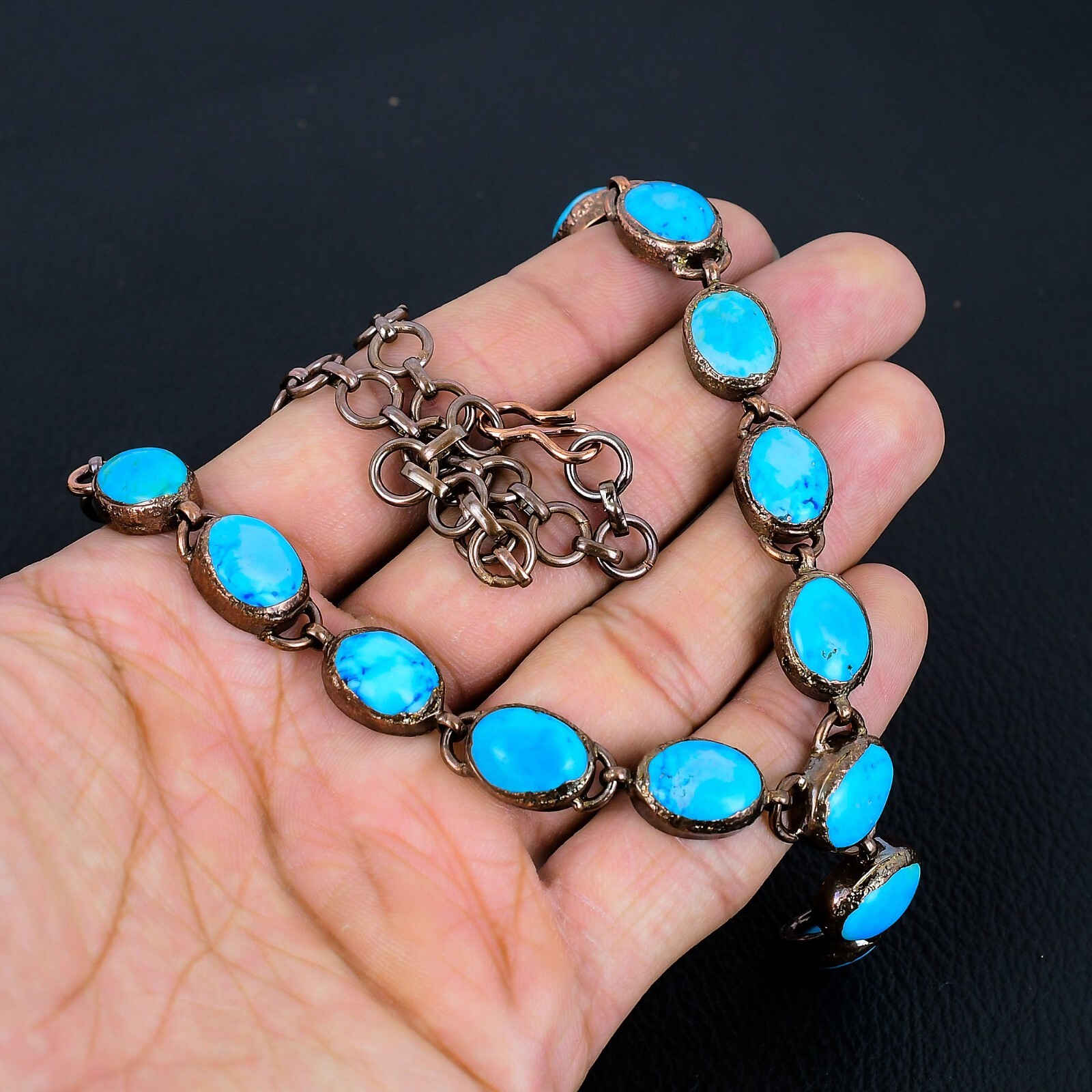 Turquoise Gemstone Copper Electroformed Jewelry Handmade Necklace For Love