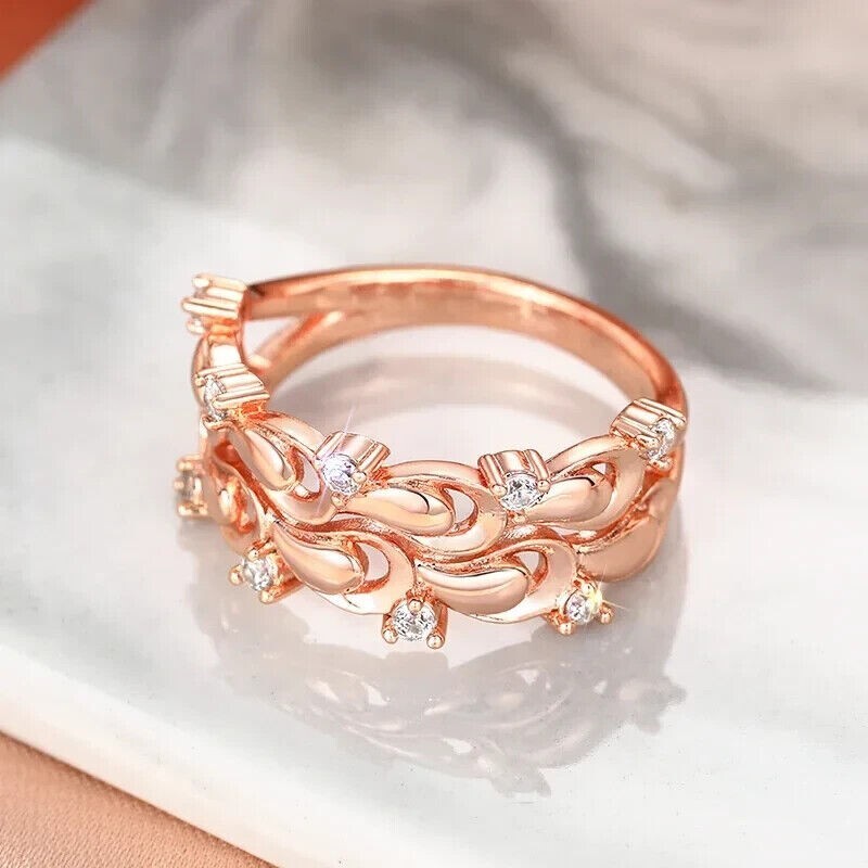 Round Cut Simulated Diamond Women’s Gorgeous Wedding Ring 14k Rose Gold Plated