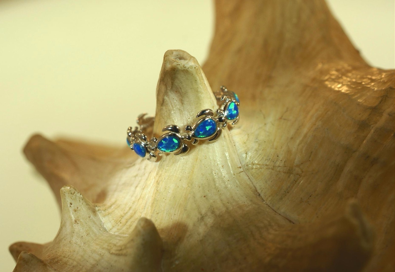 6MM HAWAIIAN RHODIUM OVER SOLID 925 STERLING SILVER INLAID OPAL TURTLE RING 5-10