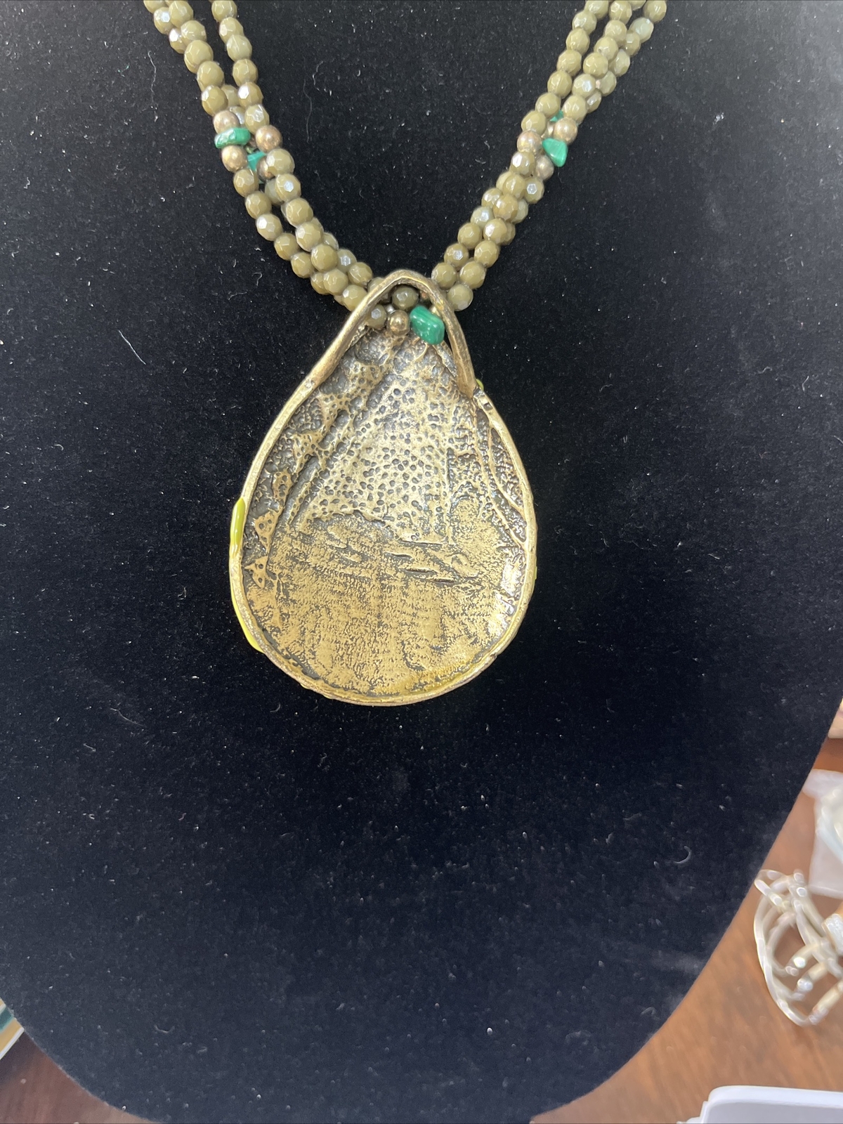 Enamelware Statement Pendant Necklace With Beads And Stones & Earrings Set
