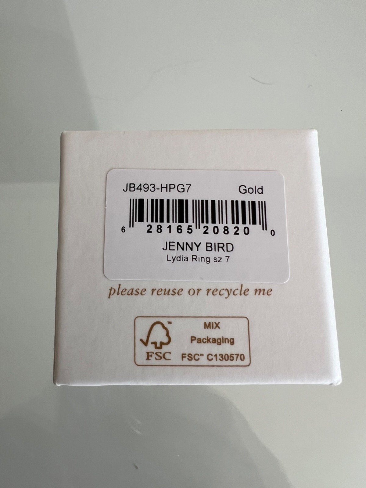 JENNY BIRD 14K Gold Plated Steel LYDIA Ring Size 7 $110 MSRP