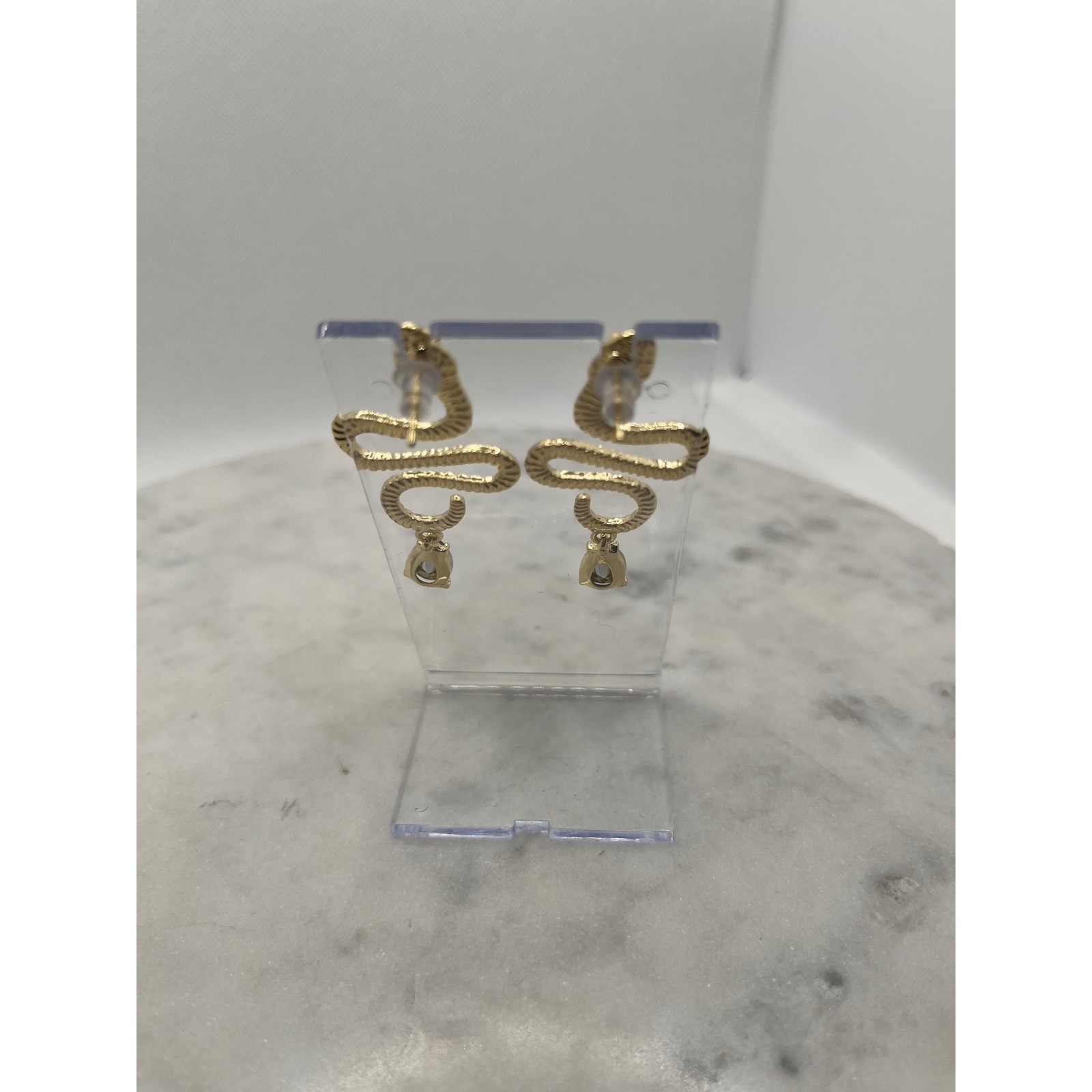 Gold Snake Earrings Emerald Green Teardrop Crystal Serpent Dangle New Jewelry