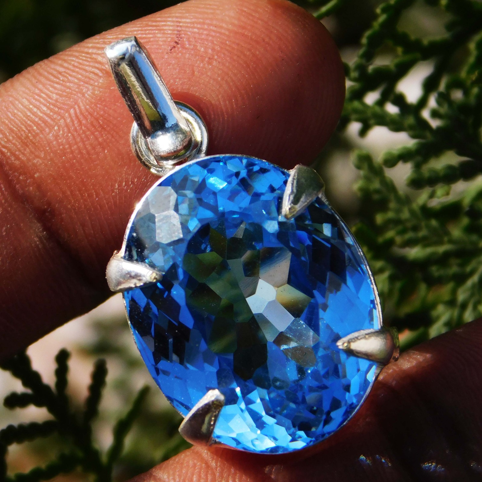 Natural 55.30 CT Certified Blue Sapphire Loose Gemstone Pendant 925 Solid Silver