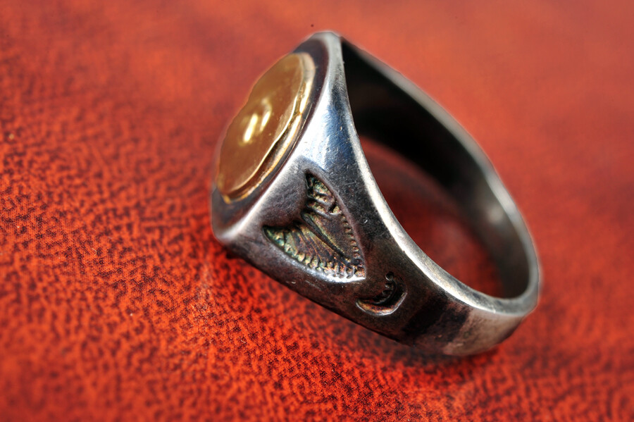 Goro’s Handmade Gold Stamp Silver Ring No.20