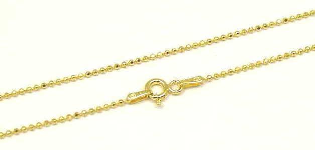 1.2MM YELLOW GOLD ITALIAN STERLING SILVER 925 DIAMOND CUT BEAD BALL CHAIN 18″