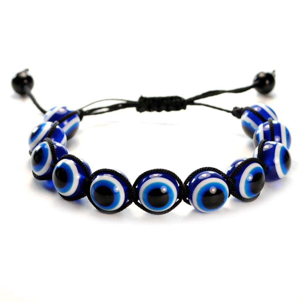 EVIL EYE BEAD BRACELET 12mm Shamballa Style Good Luck Protection NEW Adjustable