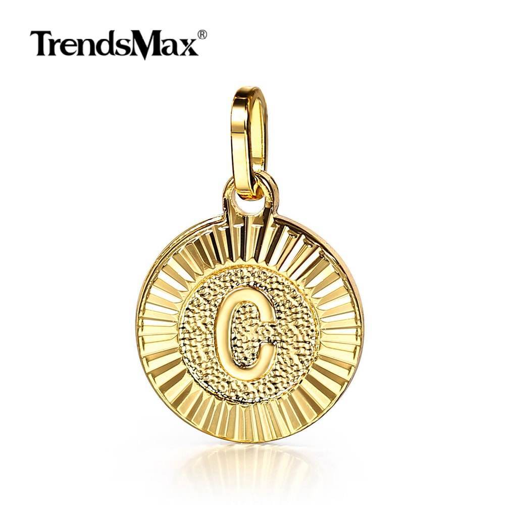 Gold Plated Initial Letter A-Z Pendant (Round-shaped Charm Only) Hot Wholesale
