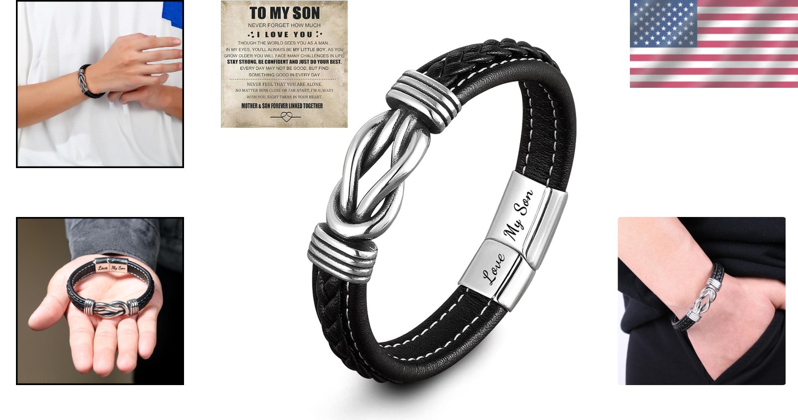8.5-Inch Leather Infinity Knot Bracelet – Forever Linked Jewelry Gift for Son