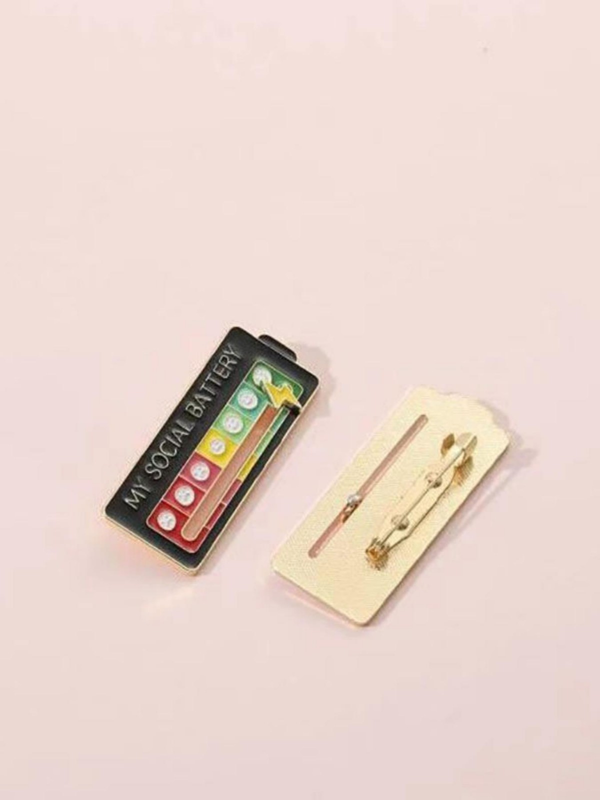 Funny Social Battery Slider Pin – 7-Mood Expression Badge, Cute Interactive Pin