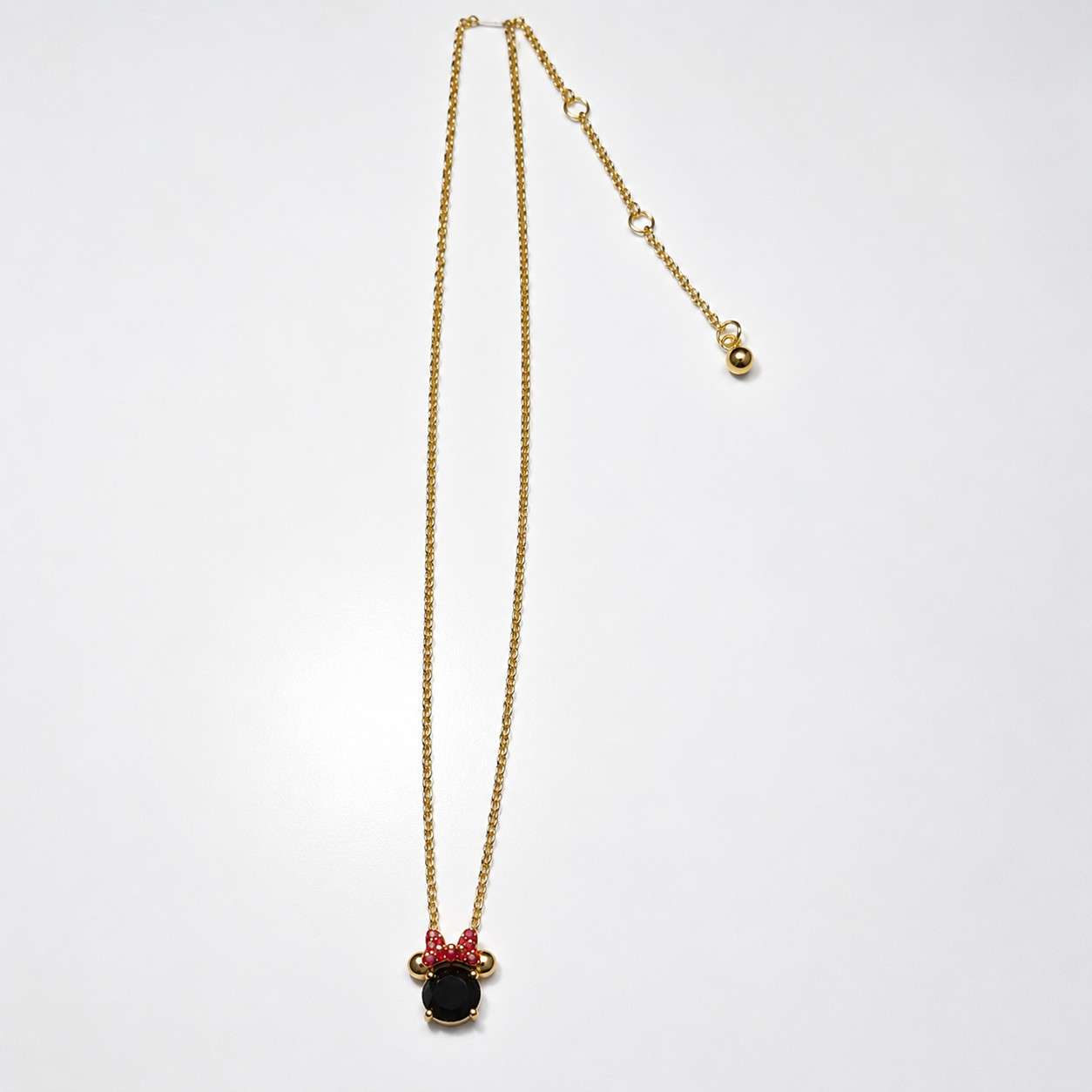 Disney Kate Spade Minnie Mouse Black Crystal Enamel Pendant Charm Gold Necklace